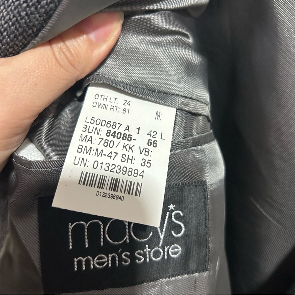 Lauren Ralph Lauren 42L Blazer Gray Lamb's Wool Sport Coat Jacket 2 Button - Picture 7 of 10